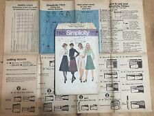 Vintage 1976 Simplicity Sewing Pattern 7625 Miss Size 10 Waist 25” Skirts