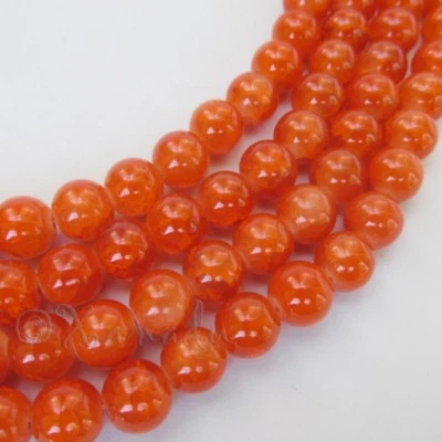 Оранжевый оптом 10 мм круглый треск стеклянные бусины G8108 - 20, 50 или 100 шт. - Изображение 1 из 3
