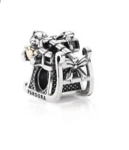 Pandora 925 Ale Silber 14k Gold Bicolor Charm Strichend durch den Schnee 791207 - Bild 1 von 5
