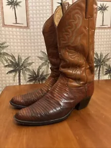 Justin Stiefel 9088 hellbraun Eidechsenhaut Leder Western Cowboy Reitstiefel Herren 9 B - Bild 1 von 24