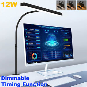 12W USB Dimmable Timer Office Desk Lamp LED Gooseneck Night Light Eye Protective