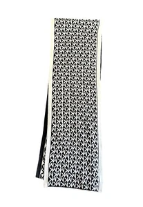 Michael Kors 100% Acrylic Mk Monogram Scarf Black White Jacquard Knit Wrap - Picture 1 of 9