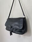 Ann Taylor Black Pebbled Leather Small Handbag Purse ~ Flap w/Magnet Closure