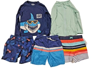 Boys 4T Swimwear Lot – 5pc Cat & Jack, Carter's, OshKosh – Trunks & Rash Guards - Picture 1 of 11