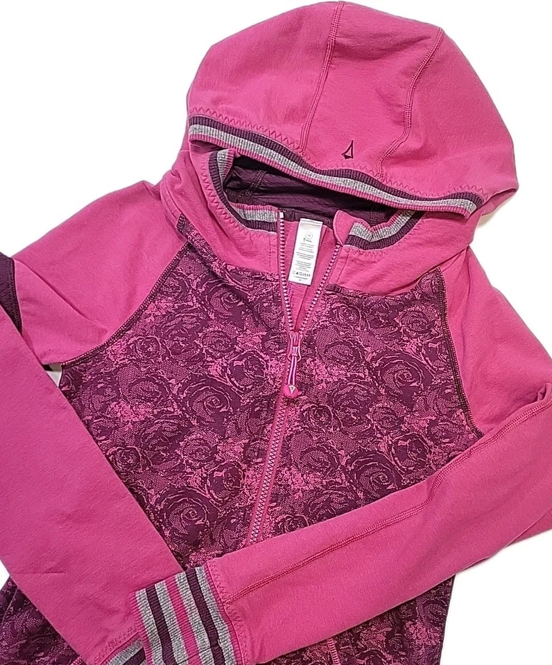 Chaqueta con Capucha Ivivva Lululemon Cremallera Completa Rosa y Púrpura Talla 14 Algodón/Spandex Foto 1 de 4