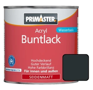 Primaster Acryl Buntlack 375ml Anthrazitgrau Seidenmatt Wetterfest Holz & Metall - Photo 1/2