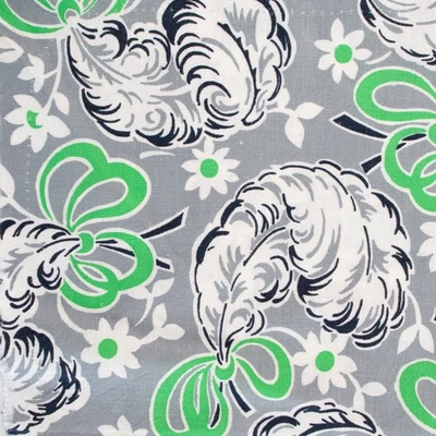Saco de Alimentación Vintage Tela Plumas Plumas Arcos Gris Verde Antiguo Novedad Saco de Harina Foto 1 de 4