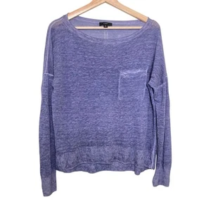 J. Crew Crewneck Sweater Distressed Purple Blue 100%  Linen Size Small Flowy - Picture 1 of 10