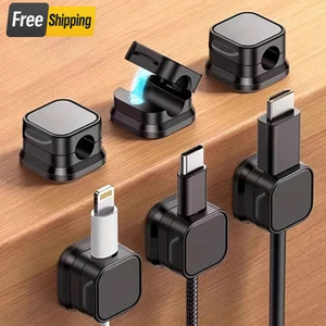 1-12Pcs Support Organisateur de Câble Magnétique - Clip Adhésif Sans Perçage pour Bureau - Photo 1/23