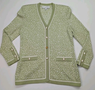 Suéter Chaqueta St. John Collection By Marie Gris Para Mujer 4 Santana Tejido Botón Foto 1 de 4