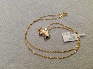 14K YELLOW GOLD ELEPHANT DESIGN PENDANT WITH DIAMOND - Picture 1 of 4