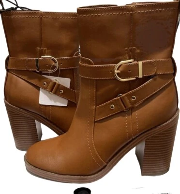 Botines Liz Claiborne Mujer Olinda Tacón Bloque Coñac Talla 8 1/2 M Foto 1 de 4