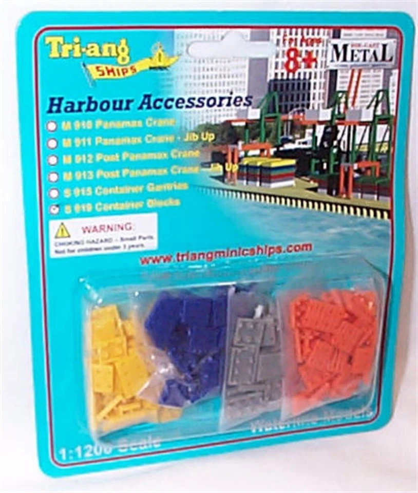 Triang Ships 1-1200 S919 Container Blocks 4 colours  New on Carded Pack - Image 1 of 1
