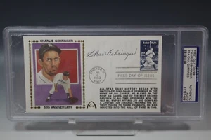 CHARLIE GEHRINGER 1st FIRST DAY COVER CACHET AUTO BASEBALL AUTOGRAPH SIGN GRADED - Picture 1 of 4