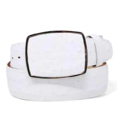LOS ALTOS BOOTS HANDMADE LOS ALTOS GENUINE AUTHENTIC WHITE OSTRICH WESTERN COWBOY BELT