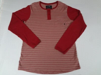 RUSTY SURF CO STRIPES BUTTON COLLAR POCKET LONG SLEEVE XL RED T-SHIRT H1920 - Image 1 of 4
