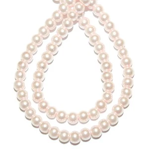 G897 Pink Pearl 4mm Round Pearlized Glass Beads 30" - Picture 1 of 2