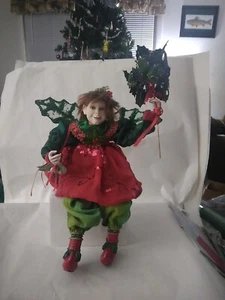Hada de Navidad Elfo Estante Cuidador 15” Posable Abrigo Mesa Decoración - Imagen 1 de 18