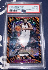 Panini Prizm Kawhi Leonard Choice Prizm Tiger Stripe Clippers 2019-20 PSA 10 NBA - Imagen 1 de 4