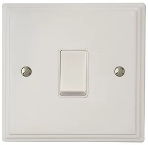 Interruptor de luz basculante de 1 o 2 vías G&H VW1W Victorian Plate blanco mate - Imagen 1 de 1