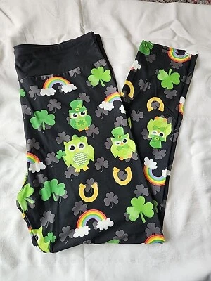 Leggings Personalizados Búho Arco Iris San Patricio Trébol TC2 NUEVO Banda de Yoga no LuLaRo SUAVE Foto 1 de 4