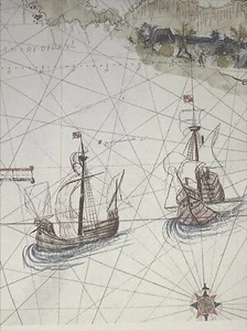 "Carta del Nuovo Mondo - 1526 - Juan Vespucci - Mappa di navigazione - 13""x9,75""" - Foto 1 di 4