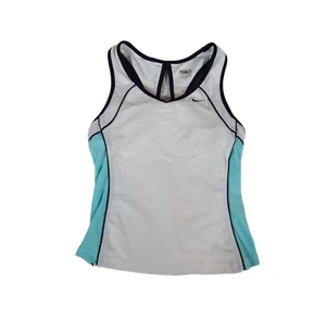 Camiseta sin mangas Nike Dri-Fit para mujer pequeña blanca azulada entrenamiento correr malla de corredor - Imagen 1 de 9