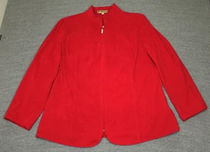 Notations Blazer Jacket Women's 2X Red With Suede Feel Shacket Zip Up Christmas - Picture 1 of 19