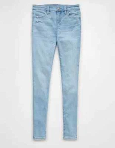 Pantalones de mezclilla AE American Eagle Next Level elásticos tiro alto frescos brillantes NUEVO - Imagen 1 de 6