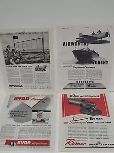Lot (4) 1945 WW2-Era Aviation Airplane Themed Flying Print Ads Ranger Haskelite - Picture 1 of 7