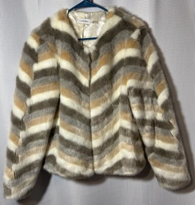 Chaqueta Calvin Klein Mujer Mediana Imitación Piel Forrada Vestido Abrigo Informal Bolsillos S24 Foto 1 de 4