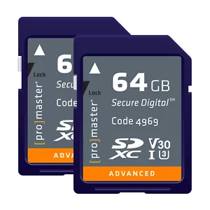 Promaster SDXC 64GB Advanced Secure Digital SD card Twin Pack #4969 x2 - Picture 1 of 1