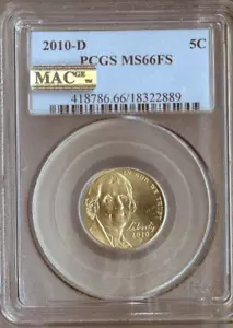 2010-D Jefferson Nickel PCGS SP68 FS Satin Auction - Picture 1 of 2