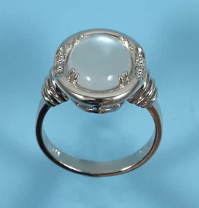 Anillo, anillo de oro, anillo de piedra lunar, diamantes, estudio Knöller, en oro W 585ooo (14K) - Imagen 1 de 4