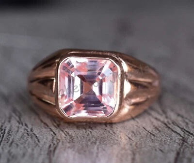 Natural Padparadscha Sapphire 925 Sterling Silver Ring Look For Men Certified - Image 1 of 4
