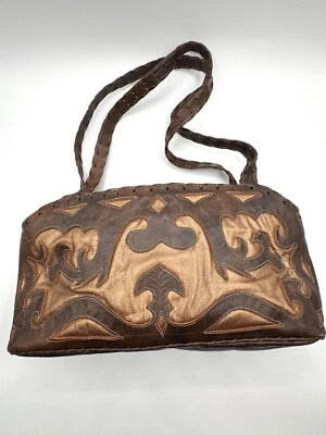 Bolso de Mano Boho De Colección Leaders by Cuero Tooled Recortado Marrón Western Rodeo Foto 1 de 4