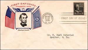 Scott 821 16 Cents Lincoln Fidelity FDC Typed Address Planty 821-5 - Bild 1 von 2