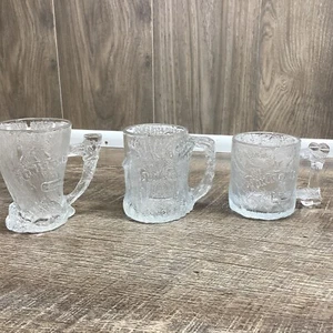 Set of 3 - McDonald's Flintstones RocDonald 1993 Glass Mug Cup - Picture 1 of 20