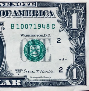 Oct 7 1948 or 10 June 1948: Birthday Note One Dollar Bill B 10-07-1948 C - Picture 1 of 3