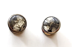 Druckknopf Manschettenknöpfe 40er Jahre, Nickel mit Zelluloid Einlage Grautöne - Bild 1 von 3