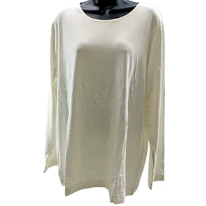 New Chico’s Women 3 Rayon Essential LS layer Top basic knit Ecru White X-Large - Picture 1 of 12