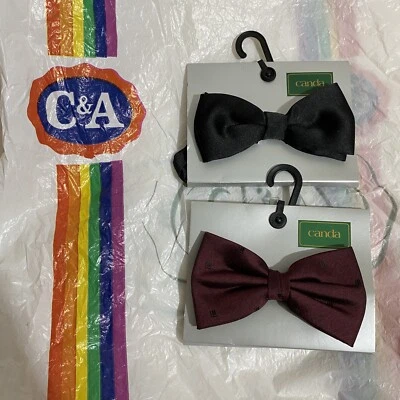 Pajaritas C&A Canda vintage años 80 años 90 con bolsa de plástico original negro borgoña Foto 1 de 4