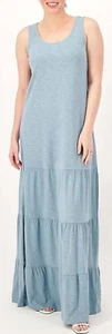 Denim & Co. Canyon Retreat Petite Sierra Knit Maxi Dress, Blue Bayou, 1X - Picture 1 of 1