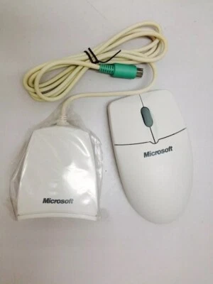 BRAND NEW--Microsoft C57 Beige PS2 & Serial Wireless Scroll BALL Mouse - Image 1 of 4