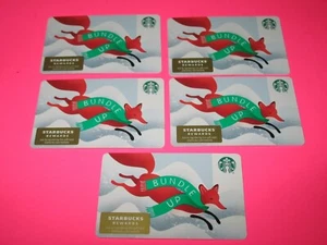 5x - STARBUCKS Gift Cards -BUNDLE UP - FOX - CHRISTMAS 2019 - Brand New ! - Picture 1 of 2