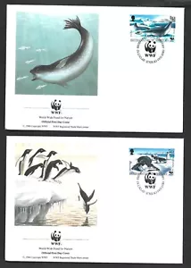 BRITISH ANTARCTIC TERRITORY GENUINE WWF EMPEROR PENGUIN FIRST DAY COVER SET - Picture 1 of 2