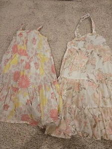 Old Navy Girls Floral Pink White Shabby Total Of 2 Dresses Size 5 - Picture 1 of 14