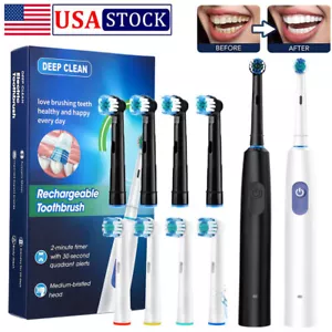 Smart Electric Toothbrush,Timer Rechargeable Rotating Toothbrush 4 Heads 5 Modes - Picture 1 of 28