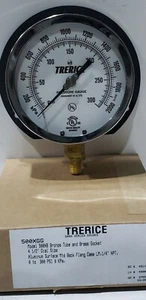 Trerice 0-300 PSI Pressure Gauge 4 1/2" Dial 1/4"NPT Brass 500XB4502LA300 - Picture 1 of 6