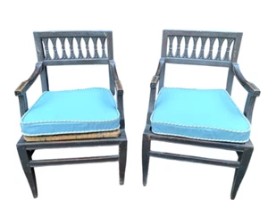 Coppia di antiche poltrone Luigi XVI  del 700 impagliate - Foto 1 di 12